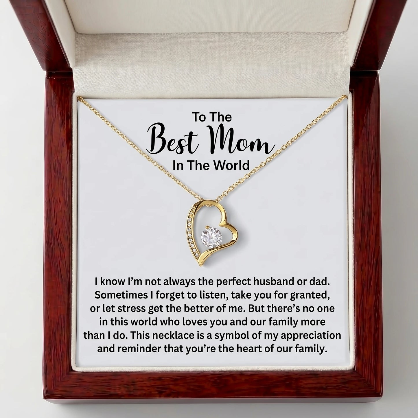 "Best Mom" Forever Love Necklace – Meaningful Gift for Wife from Husband, Any Occasion