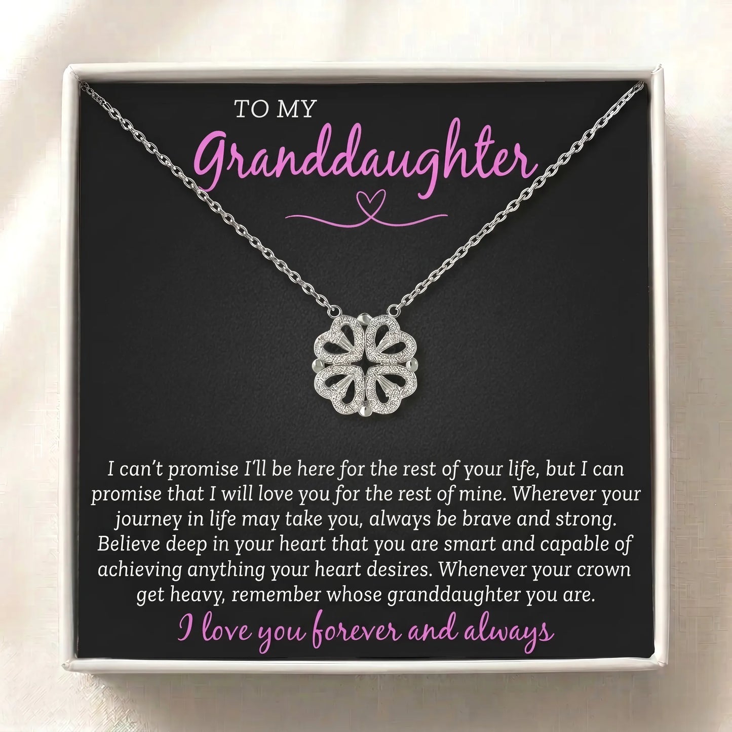 To My Granddaughter Magnetic Folding Heart Necklace - Inspirational Jewelry Gift