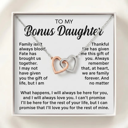 To My Bonus Daughter – Interlocking Hearts Necklace – A Heartfelt Gift for the Girl I Chose to Love