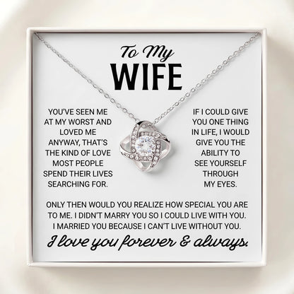 "To My Wife" Love Knot Necklace – Romantic Anniversary, Birthday & Just-Because Gift for Her from Husband