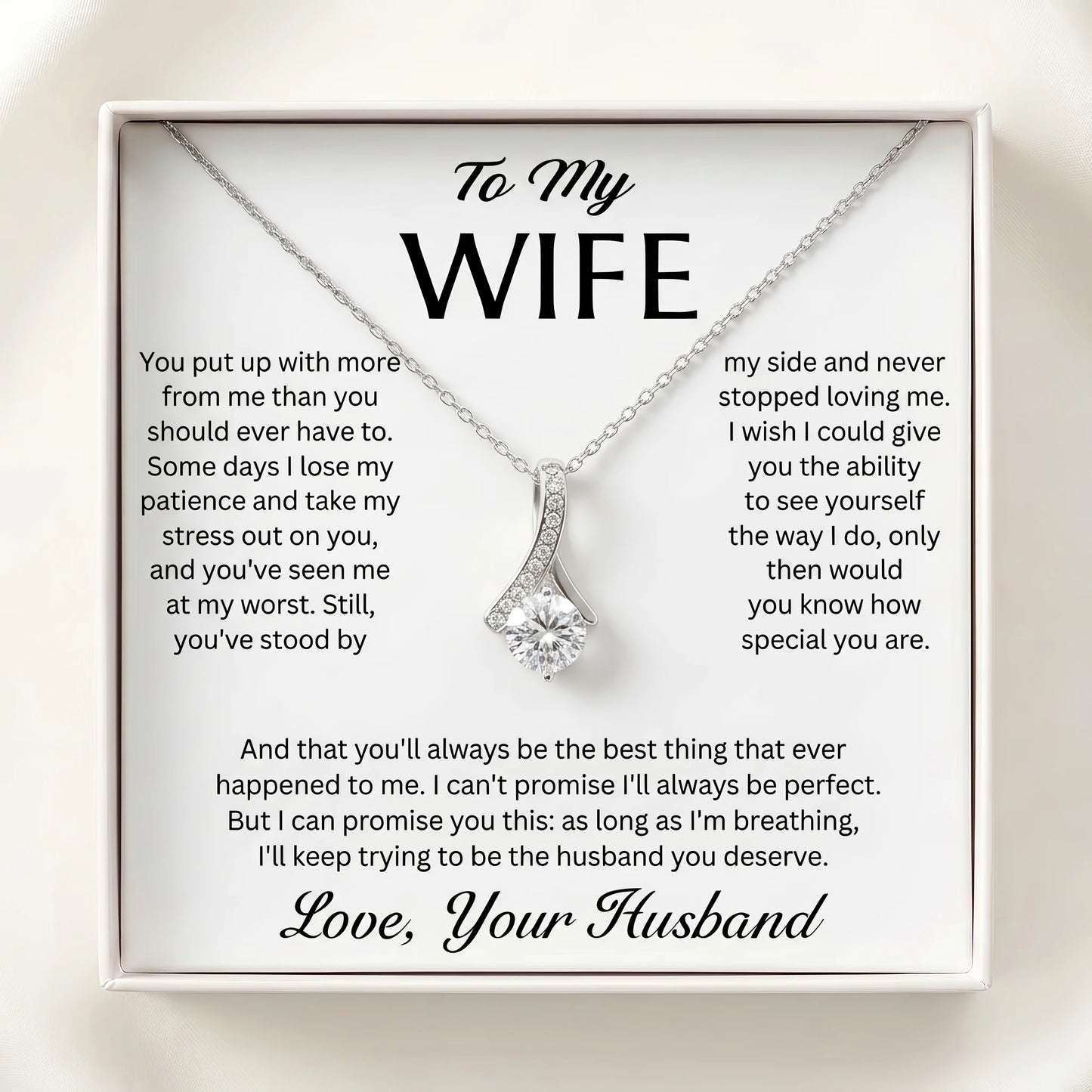 "To My Wife, the Best Thing That Ever Happened to Me" Alluring Beauty Necklace – Romantic Gift for Her