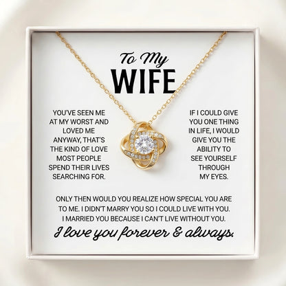 "To My Wife" Love Knot Necklace – Romantic Anniversary, Birthday & Just-Because Gift for Her from Husband