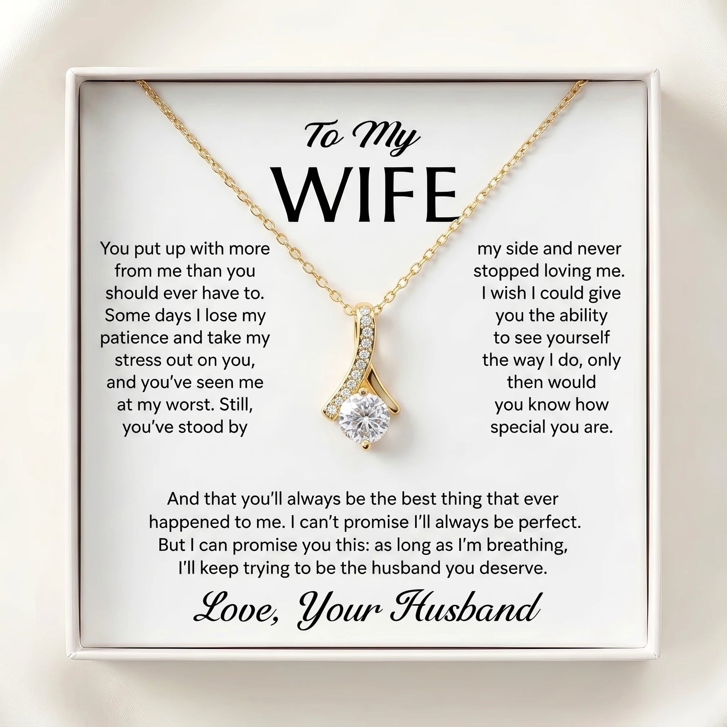 "To My Wife, the Best Thing That Ever Happened to Me" Alluring Beauty Necklace – Romantic Gift for Her