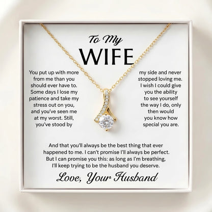 "To My Wife, the Best Thing That Ever Happened to Me" Alluring Beauty Necklace – Romantic Gift for Her