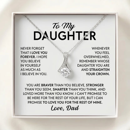 "Straighten Your Crown, Love Dad" Alluring Beauty Necklace – Meaningful Gift from Dad for Daughter for Birthday, Graduation & Any Occasion