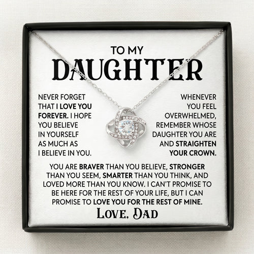 To My Daughter - "Straighten Your Crown" Love Knot Necklace From Dad