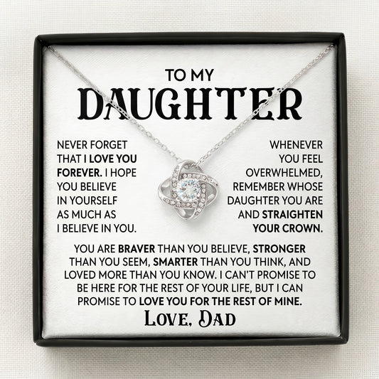 To My Daughter - "Straighten Your Crown" Love Knot Necklace From Dad