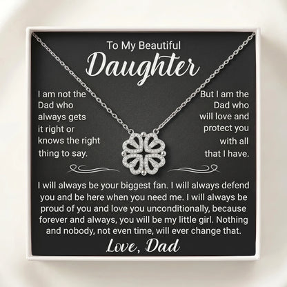 "To My Beautiful Daughter" Magnetic Hearts Clover Necklace – Meaningful Gift from Dad for Birthday, Graduation & Any Occasion