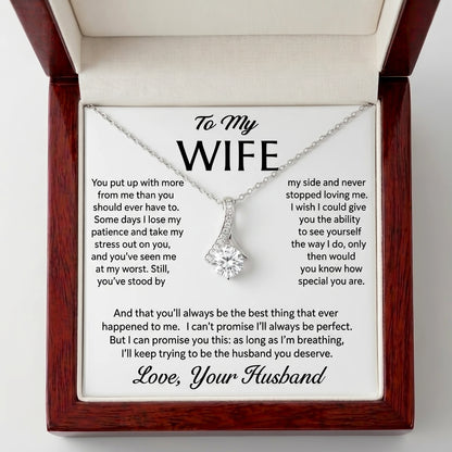 "To My Wife, the Best Thing That Ever Happened to Me" Alluring Beauty Necklace – Romantic Gift for Her