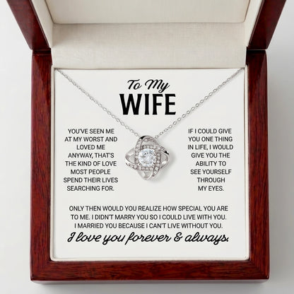 "To My Wife" Love Knot Necklace – Romantic Anniversary, Birthday & Just-Because Gift for Her from Husband