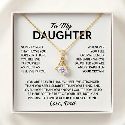 "Straighten Your Crown, Love Dad" Alluring Beauty Necklace – Meaningful Gift from Dad for Daughter for Birthday, Graduation & Any Occasion