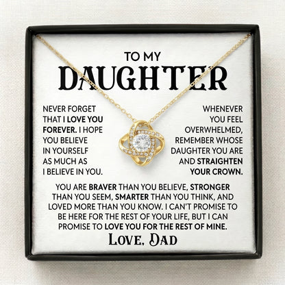 To My Daughter - "Straighten Your Crown" Love Knot Necklace From Dad