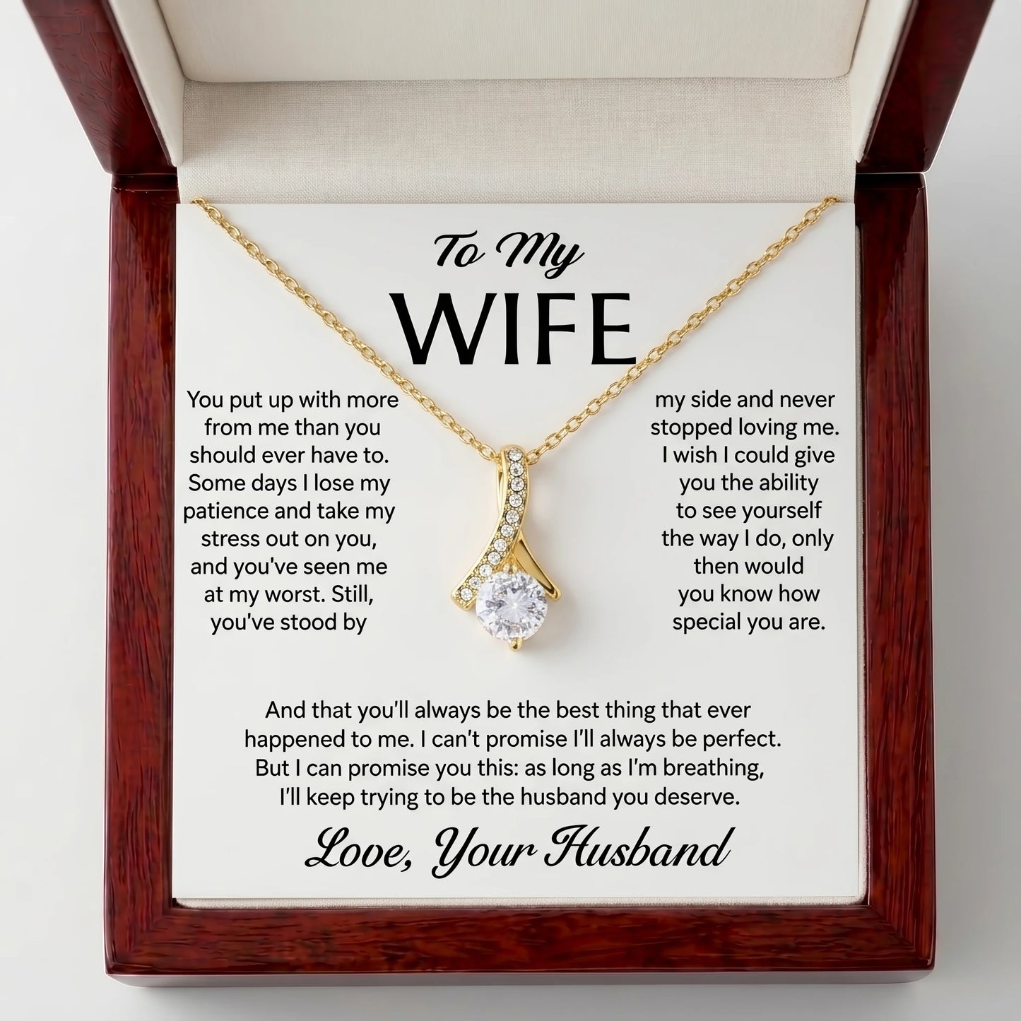 "To My Wife, the Best Thing That Ever Happened to Me" Alluring Beauty Necklace – Romantic Gift for Her