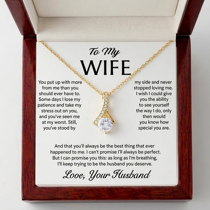 "To My Wife, the Best Thing That Ever Happened to Me" Alluring Beauty Necklace – Romantic Gift for Her