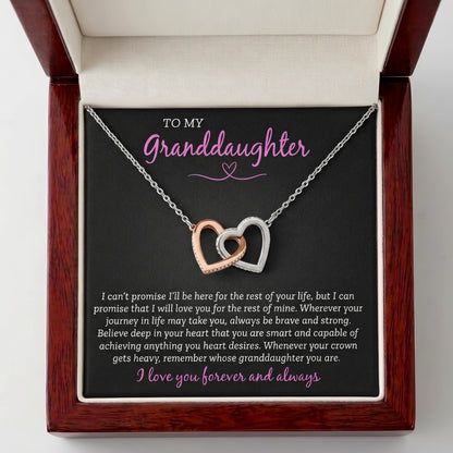 "To My Granddaughter" Interlocking Hearts Necklace – Brave, Strong & Loved Forever and Always