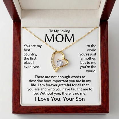 "To My Mom, You Are My Whole World" Forever Love Necklace – Meaningful Gift from Son for Birthday, Mother's Day & Any Occasion