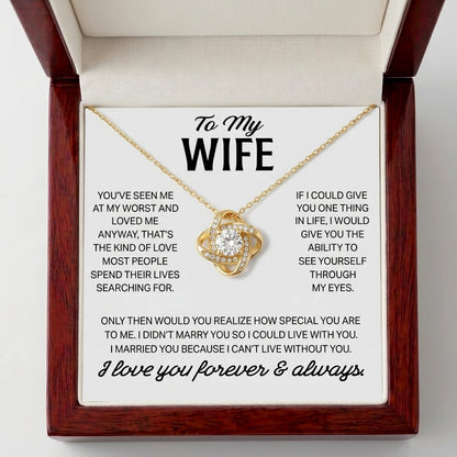 "To My Wife" Love Knot Necklace – Romantic Anniversary, Birthday & Just-Because Gift for Her from Husband