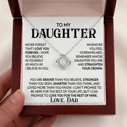 To My Daughter - "Straighten Your Crown" Love Knot Necklace From Dad