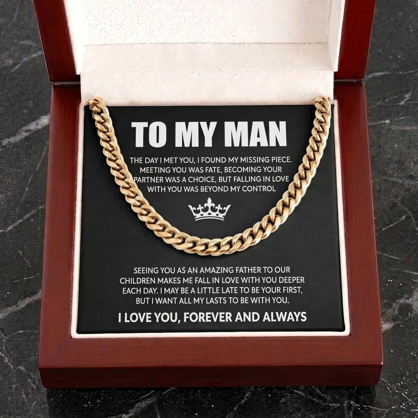 "To My Man" Cuban Link Chain Necklace – Meaningful Romantic Gift for Husband & Boyfriend