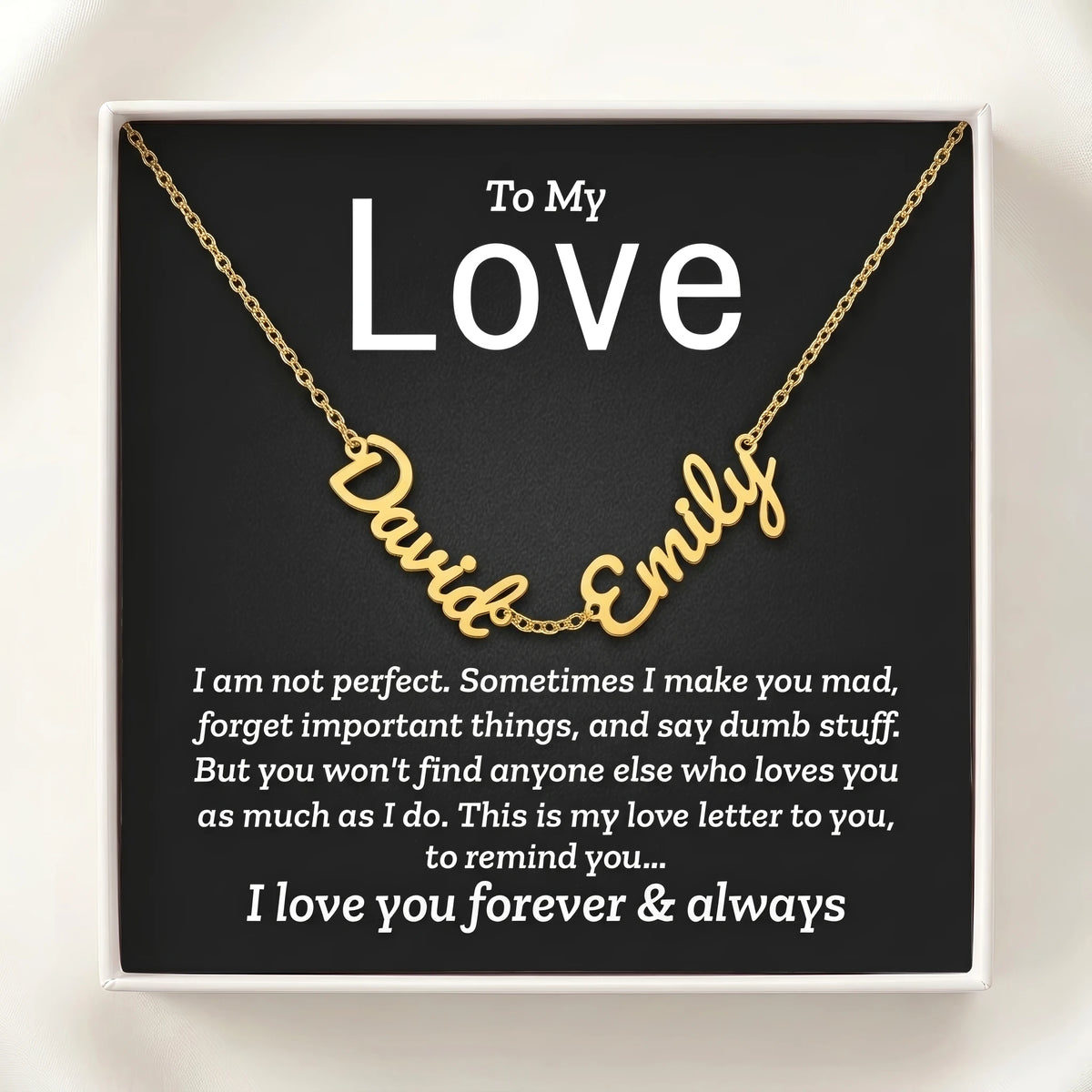 "Two Names, One Love" Personalized Couples Name Necklace – A Gift for Her