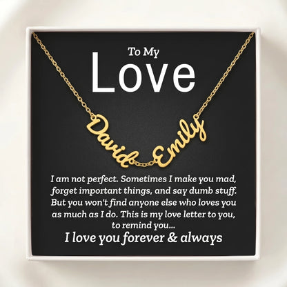 "Two Names, One Love" Personalized Couples Name Necklace – A Gift for Her