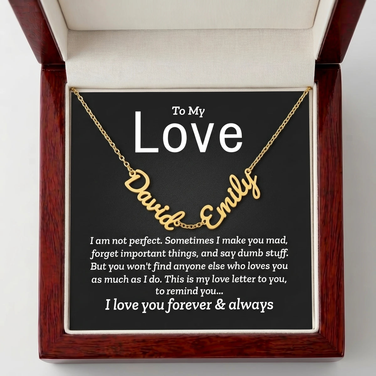 "Two Names, One Love" Personalized Couples Name Necklace – A Gift for Her