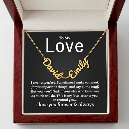 "Two Names, One Love" Personalized Couples Name Necklace – A Gift for Her