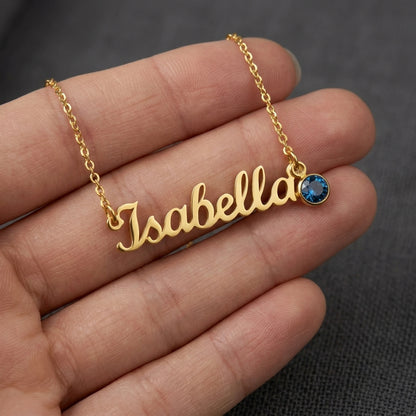 "To My Granddaughter, Straighten Your Crown" Custom Name Necklace with Birthstone – Keepsake Gift