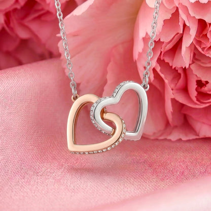 "As Long As My Heart Beats, You Will Have Me in Your Corner" Interlocking Hearts Necklace – Meaningful Gift from Dad to Daughter for Birthday, Graduation & Any Occasion
