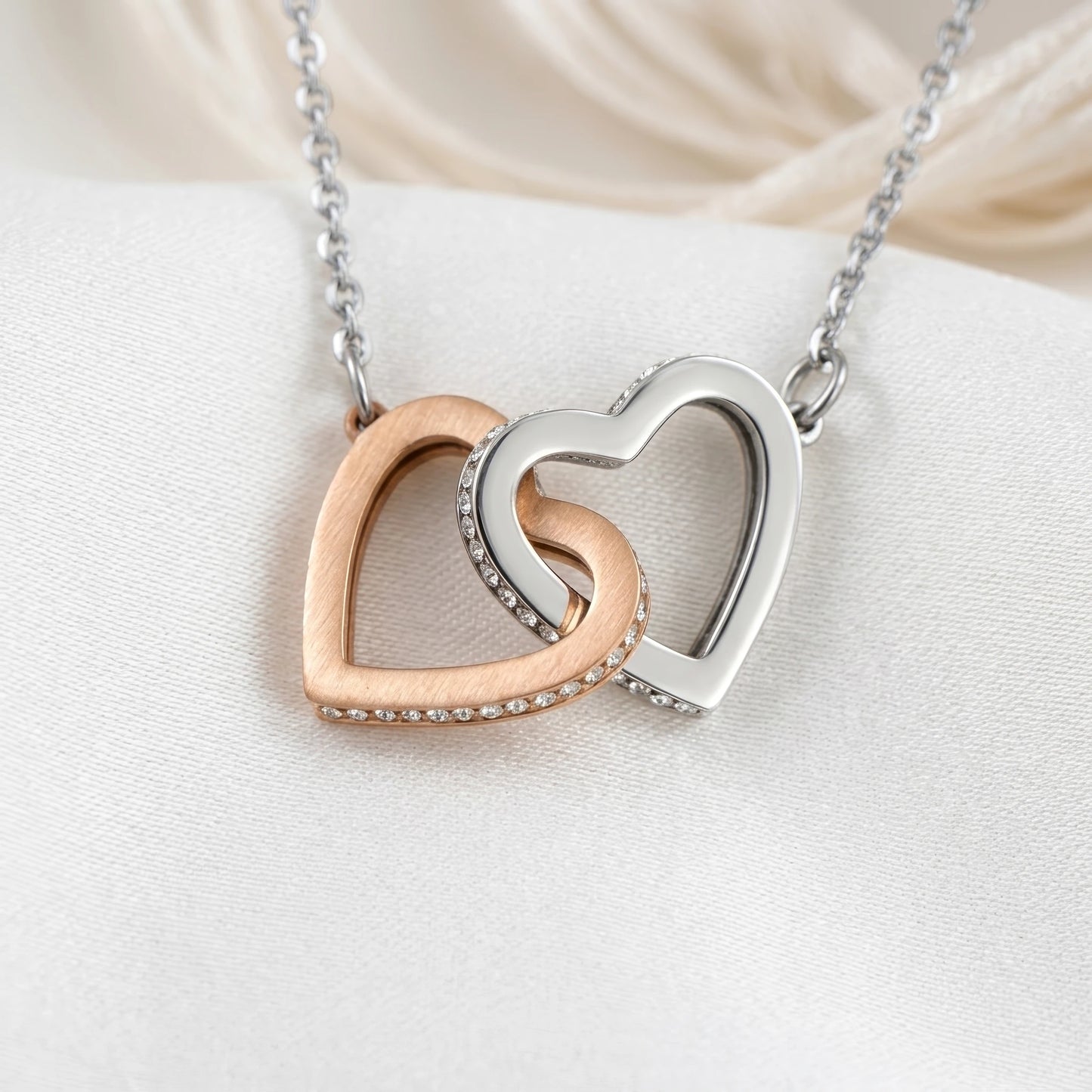 "To My Bonus Daughter, Life Gave Me the Gift of You" Interlocking Hearts Necklace – Meaningful Gift