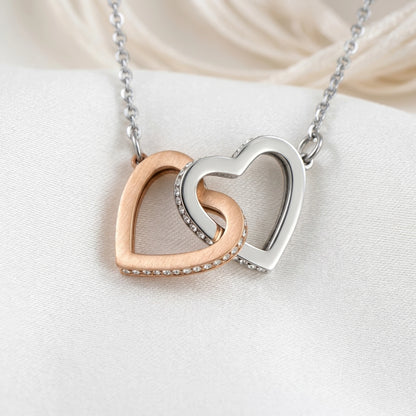 "To My Bonus Daughter, Life Gave Me the Gift of You" Interlocking Hearts Necklace – Meaningful Gift