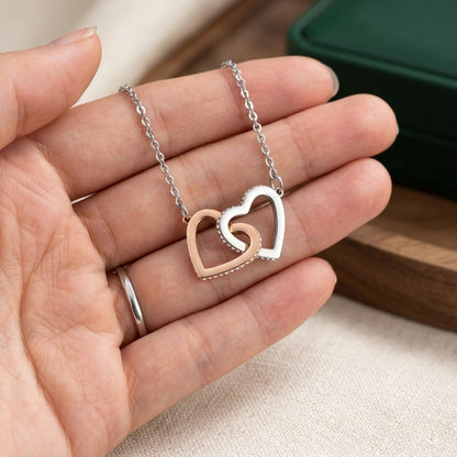 "To My Bonus Daughter, Life Gave Me the Gift of You" Interlocking Hearts Necklace – Meaningful Gift