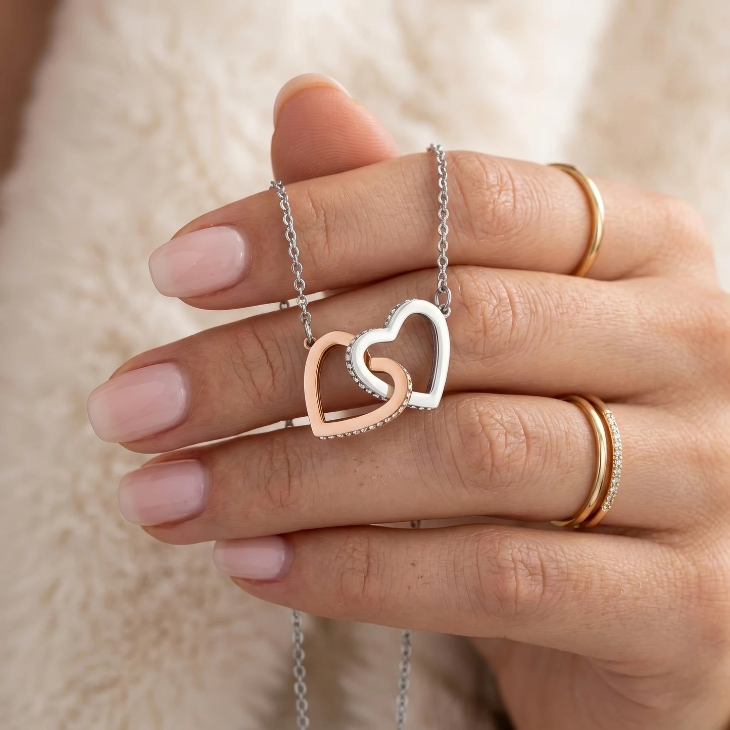 "To My Bonus Daughter, Life Gave Me the Gift of You" Interlocking Hearts Necklace – Meaningful Gift