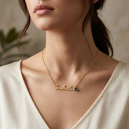 "To My Daughter, Forever My Little Girl" Custom Name Necklace with Birthstone – Meaningful Gift from Dad