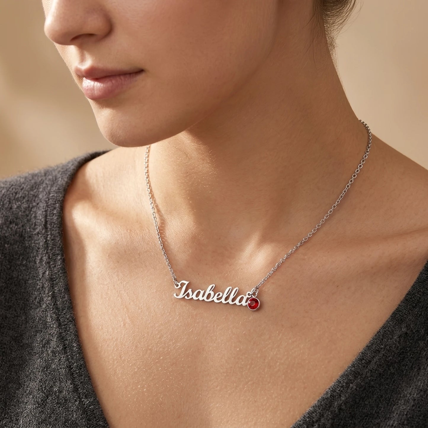 "To My Granddaughter, Straighten Your Crown" Custom Name Necklace with Birthstone – Keepsake Gift