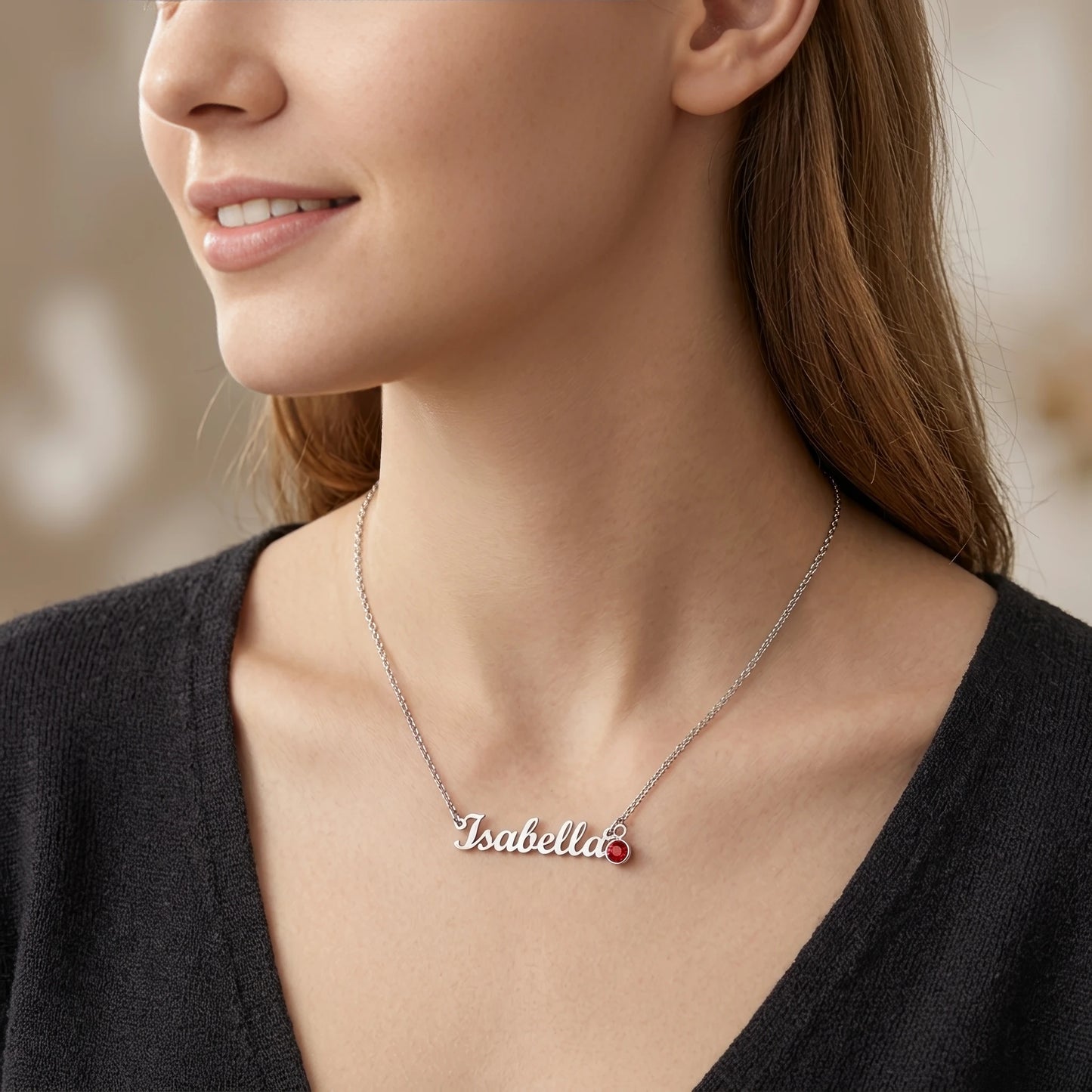 "To My Daughter, Forever My Little Girl" Custom Name Necklace with Birthstone – Meaningful Gift from Dad