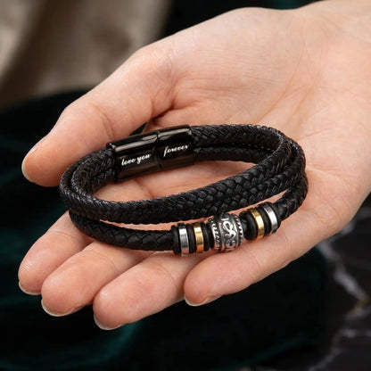 To My Son "Love You Forever" Leather Bracelet - Inspirational Gift For Son