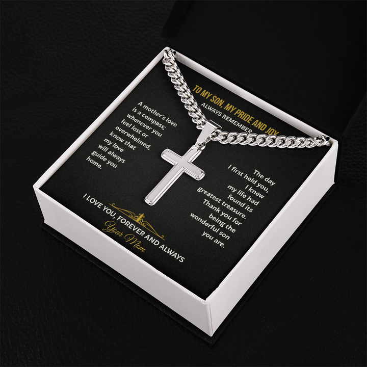 A Mother's Gift for Her Son - Personalized Cross Necklace - The Love Sparkle