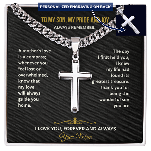 A Mother's Gift for Her Son - Personalized Cross Necklace - The Love Sparkle