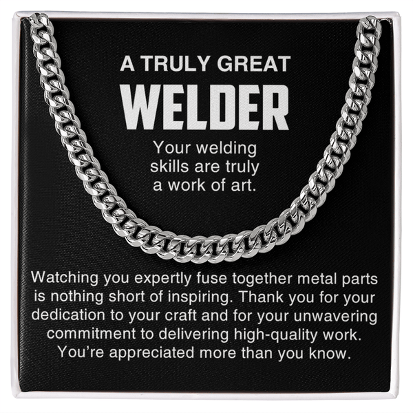 A Truly Great Welder Gift - Cuban Link Chain - Thank You Gift for a Skilled Welder - The Love Sparkle