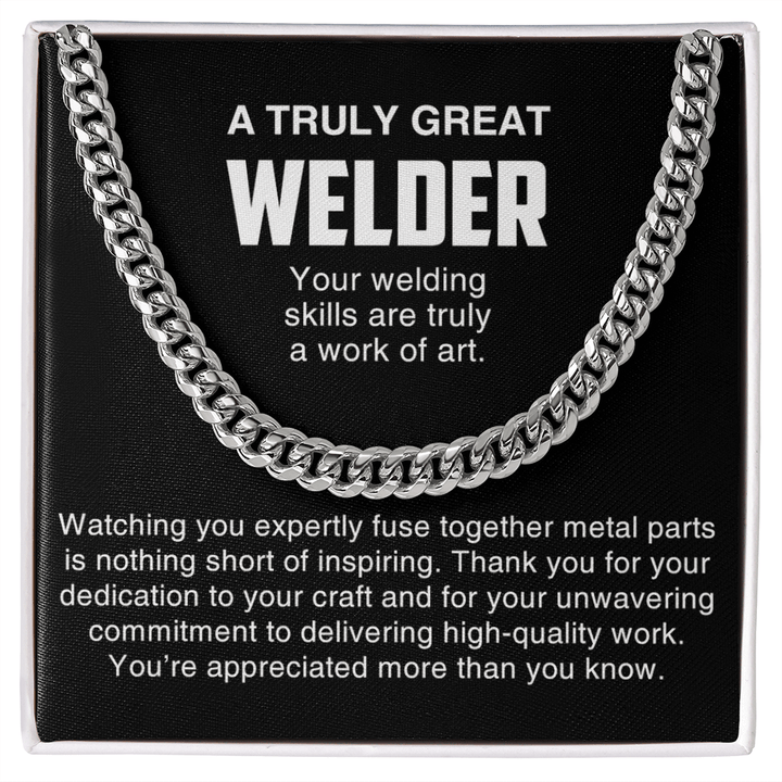 A Truly Great Welder Gift - Cuban Link Chain - Thank You Gift for a Skilled Welder - The Love Sparkle