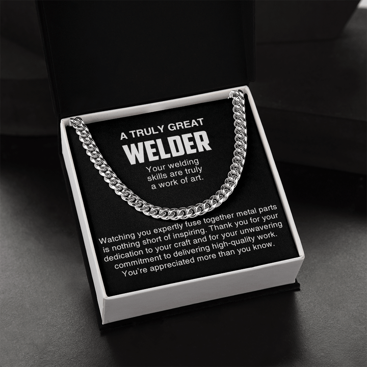 A Truly Great Welder Gift - Cuban Link Chain - Thank You Gift for a Skilled Welder - The Love Sparkle