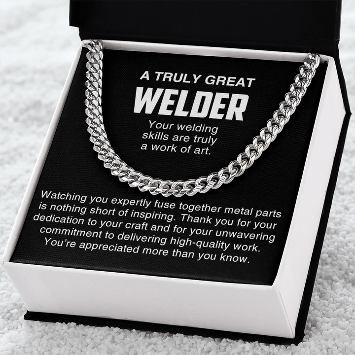 A Truly Great Welder Gift - Cuban Link Chain - Thank You Gift for a Skilled Welder - The Love Sparkle