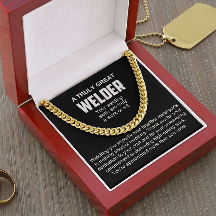 A Truly Great Welder Gift - Cuban Link Chain - Thank You Gift for a Skilled Welder - The Love Sparkle