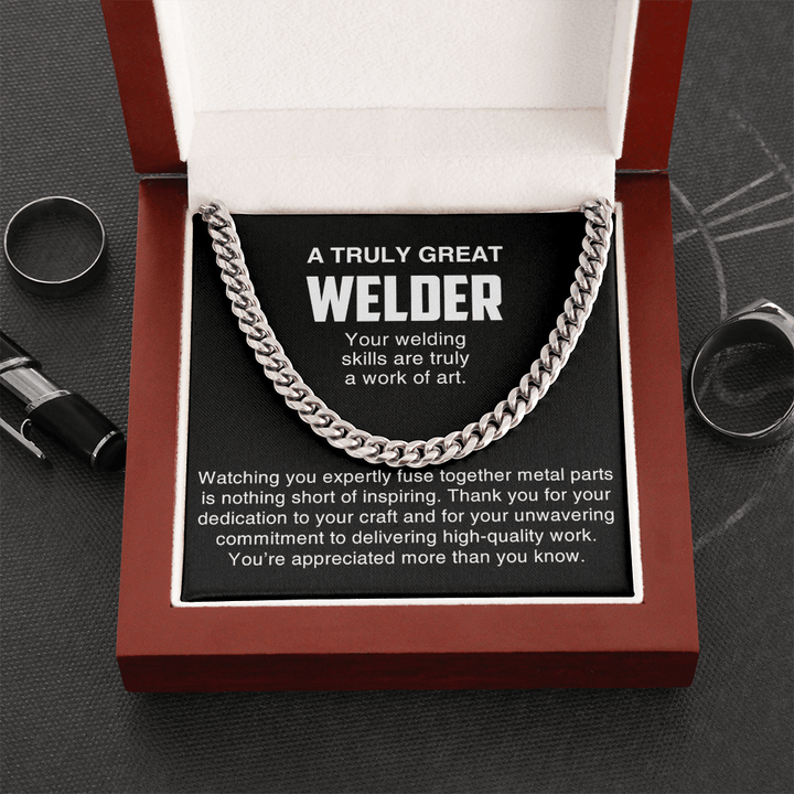 A Truly Great Welder Gift - Cuban Link Chain - Thank You Gift for a Skilled Welder - The Love Sparkle