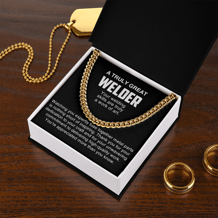 A Truly Great Welder Gift - Cuban Link Chain - Thank You Gift for a Skilled Welder - The Love Sparkle