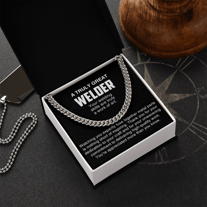 A Truly Great Welder Gift - Cuban Link Chain - Thank You Gift for a Skilled Welder - The Love Sparkle