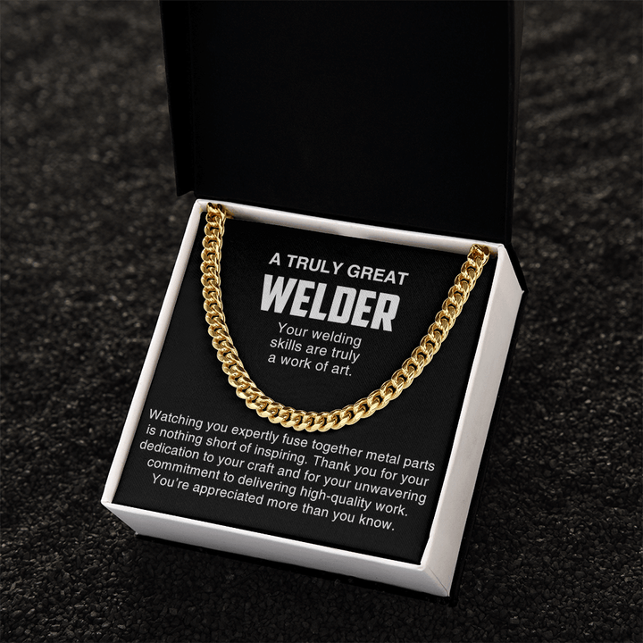 A Truly Great Welder Gift - Cuban Link Chain - Thank You Gift for a Skilled Welder - The Love Sparkle