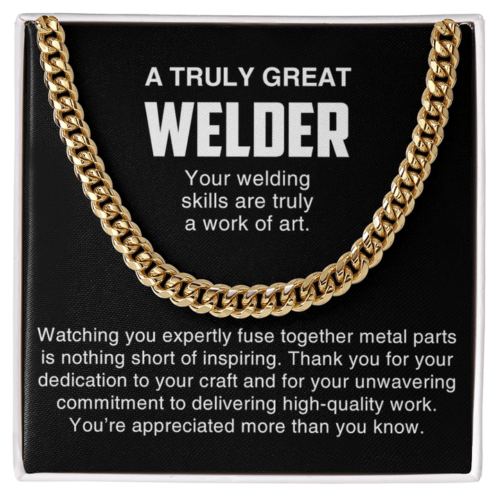 A Truly Great Welder Gift - Cuban Link Chain - Thank You Gift for a Skilled Welder - The Love Sparkle