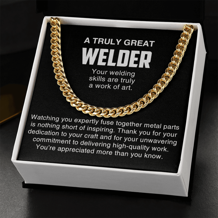 A Truly Great Welder Gift - Cuban Link Chain - Thank You Gift for a Skilled Welder - The Love Sparkle